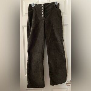 Women’s HOUSE OF HARLOW Olive Green High Rise Corduroy Straight Leg Pants Size 2